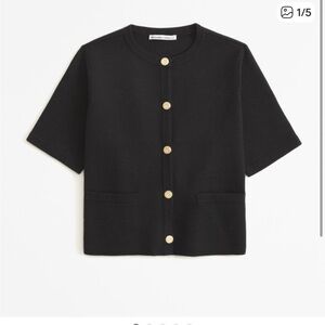 Abercrombie & Fitch Black Short Sleeve Blazer sweater